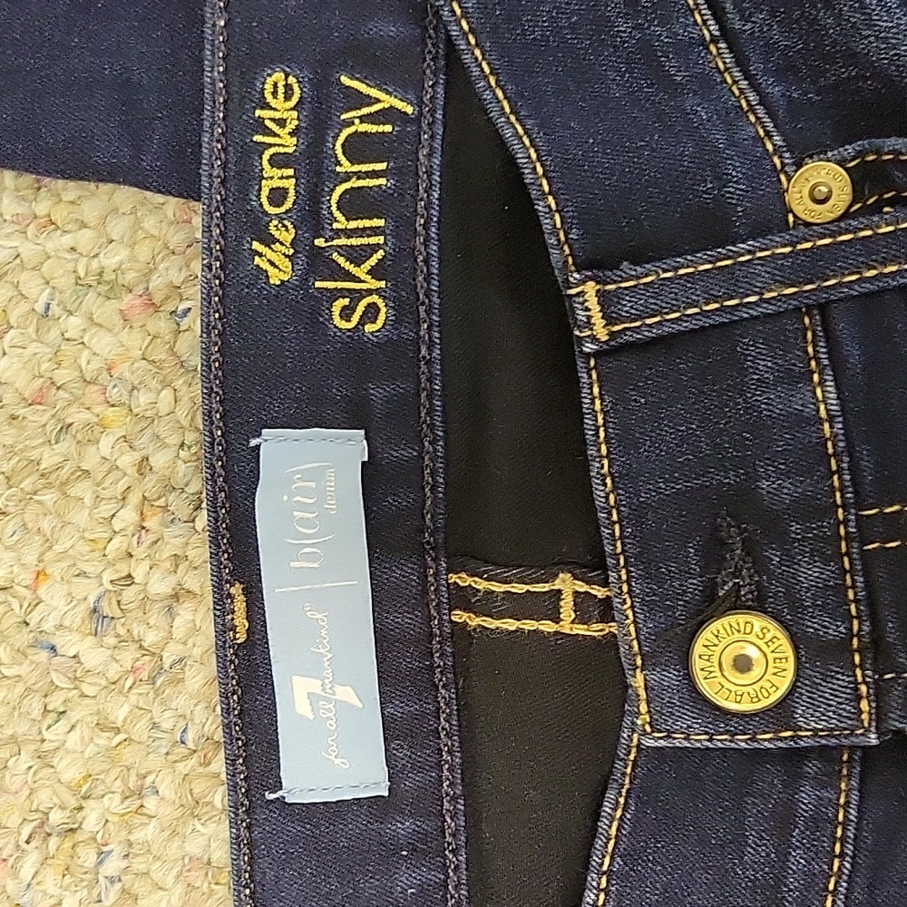 7 For All Mankind Dark Blue Ankle Skinny B (Air) Jeans, Women's 26 - Picture 7 of 9